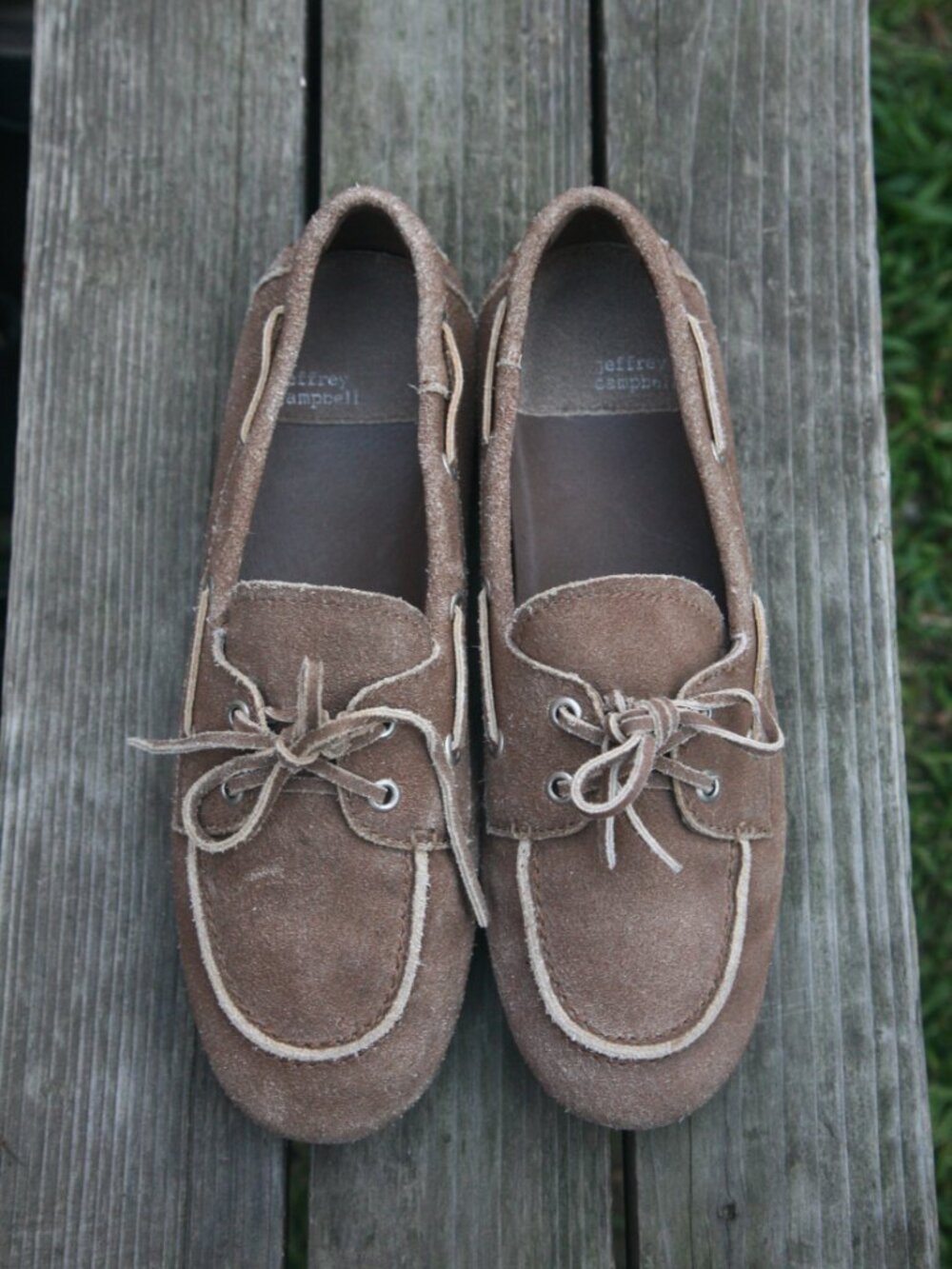 Size 10 - JEFFREY CAMPBELL Women's Taupe Suede Yachting Day Boat Shoes - Picture 8 of 12